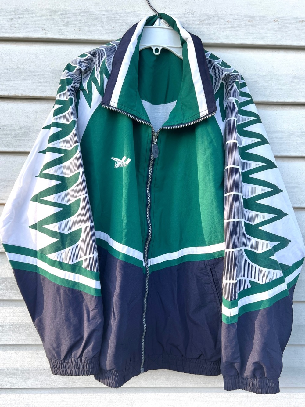 CLEAN Vintage Killtec size Medium Mens Windbreaker Green Jacket
